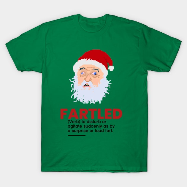 Fartled Drunk Santa T-Shirt by TommySniderArt